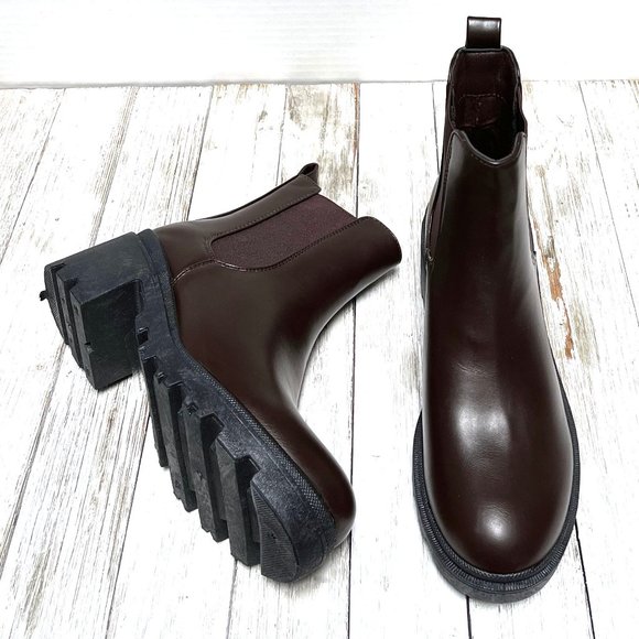 New Brown Chelsea Elastic Ankle Boots Booties - Picture 4 of 4